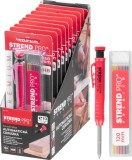 Creion tamplarie Strend Pro Premium automat, cu clips, varf din otel, marker de adancime si ascutitoare, set cu 6 mine HB