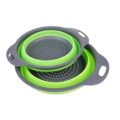 Set 2 strecuratori pliabile din silicon alimentar Cyrax, cu manere, fund antiaderent si antialunecare, rotunda, doua dimensiuni, usor de depozitat, co
