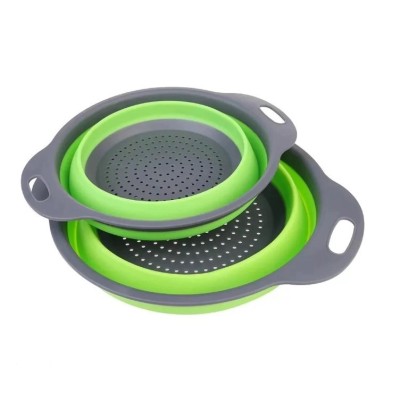 Set 2 strecuratori pliabile din silicon alimentar flippy, cu manere, fund antiaderent si antialunecare, rotunda, doua dimensiuni, usor de depozitat, c foto