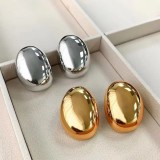 Cercei din inox Ovali netezi ,model mare, Auriu si Argintiu cu surub exagerat,