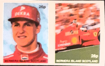 Bernera island masini formula 1,pilot Michael Schumacher 2V. Nedant.mnh foto