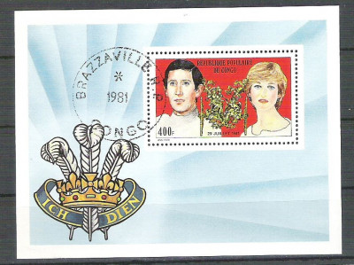 Congo 1981 Lady Di and Charles, perf. sheet, used R.009 foto