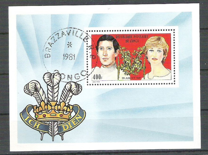 Congo 1981 Lady Di and Charles, perf. sheet, used R.009