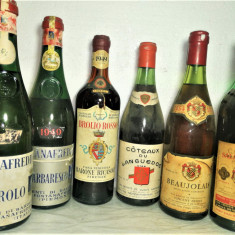 LOT DE RARITATE. 6 STICLE DE VIN ROȘU - RECOLT 1947/1949/1949/1964/1964/1964