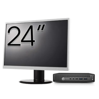 Pachet Calculator Second Hand HP EliteDesk 800 G2 Mini PC, Intel Core i5-6500 3.20-3.60GHz, 8GB DDR4, 256GB SSD + Monitor 24 Inch foto