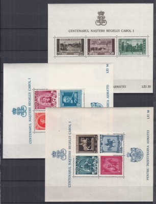 ROMANIA1939/1940 LP 133 CENTENARUL NASTERII REGELUI CAROL I SET COMPLET MNH foto
