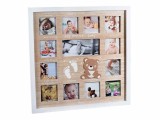 Cumpara ieftin Rama foto perete lemn alb natur My First Day cm 37 x 37 H