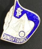 ISGSTR1 Insignă veche comunistă RDG / DDR - &bdquo;Junger Tourist&rdquo; (T&acirc;nărul Turist) JP pionieri