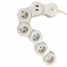 Prelungitor Home Smart NVH 05K/USB, 2xUSB, 5xSchuko, 1.4 m, articulat foto