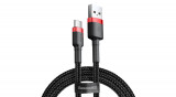 Baseus Type-C USB C Cafule Cablu de date și &icirc;ncărcare 2A 3m roșu negru (CATKLF-U91)