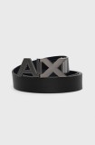 Armani Exchange Curea de piele bărbați, culoarea negru