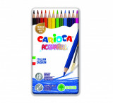 Creioane Colorate Carioca Acquarell, Hexagonale, 12 Culori/cutie - Cutie Metalica