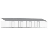 Cumpara ieftin Cusca caini cu acoperis si usi, gri, 10x2x2 m, otel galvanizat