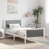 vidaXL Cadru de pat Alb și gri deschis 90 x 190 cm Lemn masiv de pin 878508