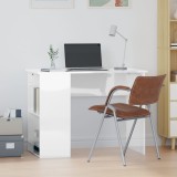 Birou Alb Lucios 100x55x75 cm vidaXL, Lemn Prelucrat, 2 Compartimente, Modern, Birou Calculator, Masa Laptop