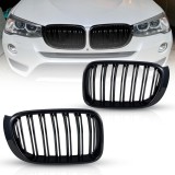 Grile duble pentru BMW X3 X4 Facelift F25 F26 (2014-2017) Luciu Negru