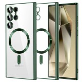 Husa premium Samsung Galaxy S24 Ultra Techsuit Luxury Crystal MagSafe, verde inchis