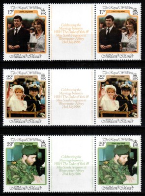 Falkland 1986, Mi #457-459**, Nunta Printului Andrew cu Sarah, MNH! Cota 10,5 &amp;euro;! foto