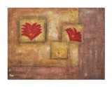 Cumpara ieftin Tablou gigant pictat manual, Flori in oglinda, stilizat, 120x90cm ulei pe panza in releif efect 3D, gata de expus pe perete