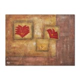 Tablou gigant pictat manual, Flori in oglinda, stilizat, 120x90cm ulei pe panza in releif efect 3D, gata de expus pe perete