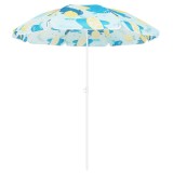 Umbrela de plaja 160 cm cu structura metalica, inclinare reglabila si husa transport, albastru si galben Household NewTrend