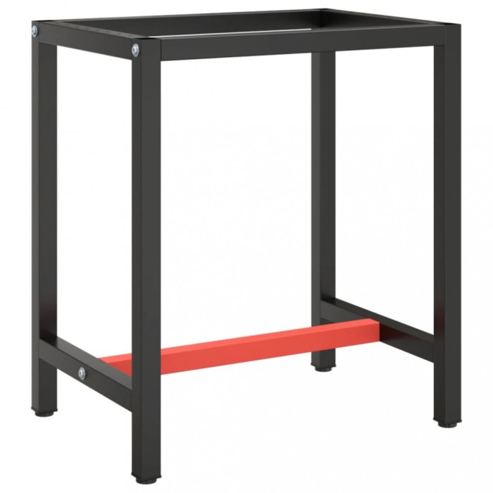 vidaXL Cadru banc de lucru, negru mat/roșu mat, 70x50x79 cm, metal