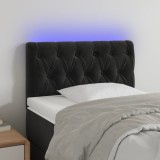 Cumpara ieftin Tăblie de pat cu LED, negru, 80x7x78/88 cm, catifea