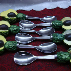 SET / 6 LINGURITE DIN METAL CU DECOR AVOCADO