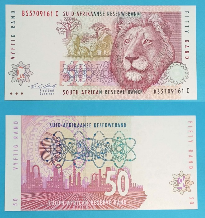 Africa de Sud 50 Rand 1992 &#039;Lei&#039; UNC serie: BS5709161C p#125