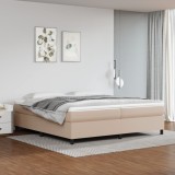 vidaXL Pat continental cu saltea, cappuccino, 200x200 cm, piele eco 3144631