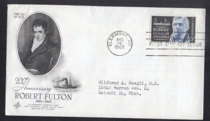 United States 1965 Robert Fulton FDC K.628