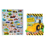 Autocolante cu Camioane de Construcții, Set 60 buc, cu Album, CMCLASS