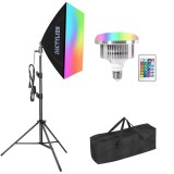 Cumpara ieftin Kit softbox, 1 LED RGB E27, 50W, telecomanda si husa transport, pana la 200cm inaltime