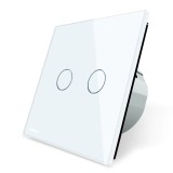 Intrerupator touch smart / inteligent, pentru draperie, cu indicator luminos Livolo VL-C702WR-11, wireless, incastrat, alb