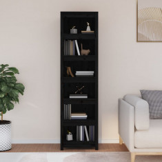 vidaXL Bibliotecă, negru, 50x35x183 cm, lemn masiv de pin