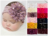 Bentita lata cu floare din tulle si buline aurii (Marime Disponibila: 0-12