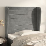 Gossi tablie de pat cu aripioare gri deschis 83x23x118/128 cm catifea