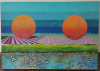 Tablou Peisaj viu colorat pictura cu nisip 35x50cm, Peisaje, Grisaille, Altul