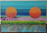 Tablou Peisaj viu colorat pictura cu nisip 35x50cm