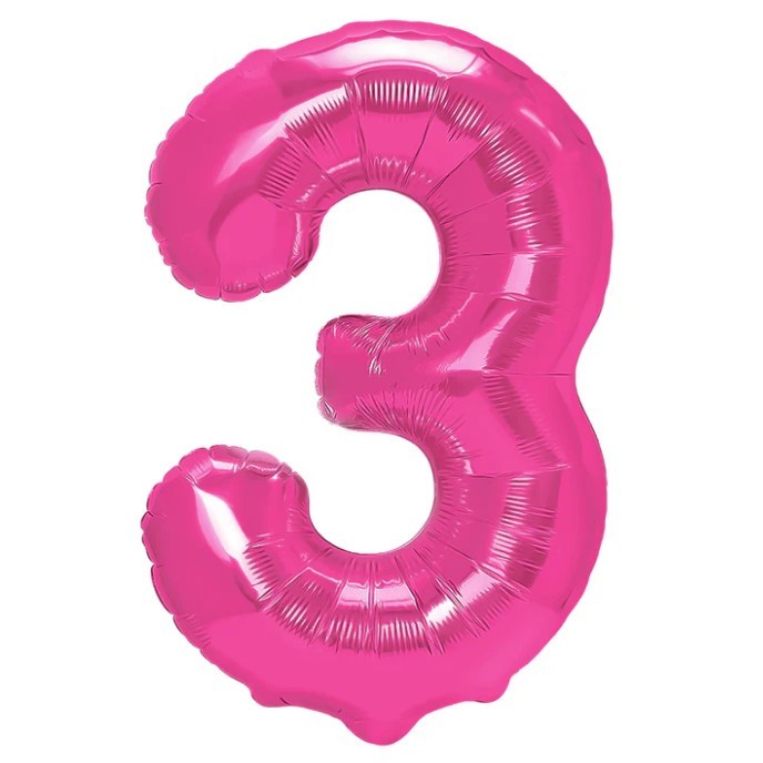 Balon din folie metalizata, flippy, figurina cifra, model 3, tema aniversare 100 cm, ambalaj individual, pai inclus, umflare cu aer sau heliu, roz