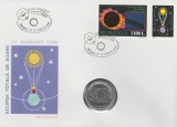 1998 Romania - FDC Eclipsa totala de soare din 1999 (varietate NELISTATA cu moneda eclipsei de 500 lei), LP 1471 a