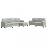 Cumpara ieftin Set de canapele cu perne, 3 piese, gri deschis, catifea