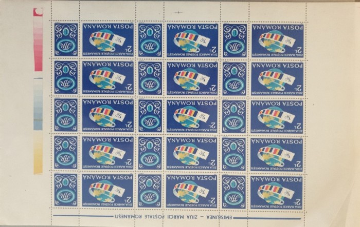 Coliță filatelică completă (30 timbre) &bdquo;Ziua Mărcii Poștale Rom&acirc;nești&rdquo; &ndash; Poșta Rom&acirc;nă, 2 lei