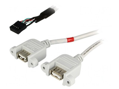 Adaptor USB 2.0 cu Dublu Soclu USB A 0,5m foto