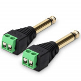 Set 2 Adaptoare audio/video cu 2 poli de 3,5 mm, Kwmobile, Negru/Verde, Metal, 45685.07