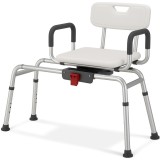 Scaun transfer cada sau dus, Linomag&reg;, Glisant, Rotație 360&deg;, Spătar, Brațe de sprijin captusite, Reglabil pe &icirc;nălțime, Inaltime maxima 65cm, Alb mat