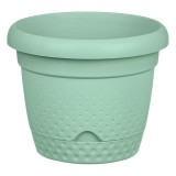 Ghiveci pentru flori din plastic verde menta cu farfurie incorporata si sistem de drenare Shopiens&reg;, 29x24 cm, 8.8 L