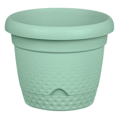 Ghiveci pentru flori din plastic verde menta cu farfurie incorporata si sistem de drenare Shopiens&amp;reg;, 29x24 cm, 8.8 L foto