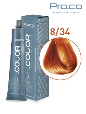 Vopsea de par profesionala PRO.COLOR 100 ml - Pro.Co - 8/34 BLOND DESCHIS AURIU ARAMIU foto