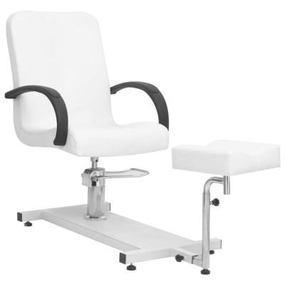 vidaXL Fotoliu de masaj cu taburet alb 127x60x98 cm piele ecologică foto